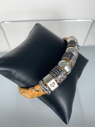 Yellow Faux Snake Skin Band Bracelet with SPARKS