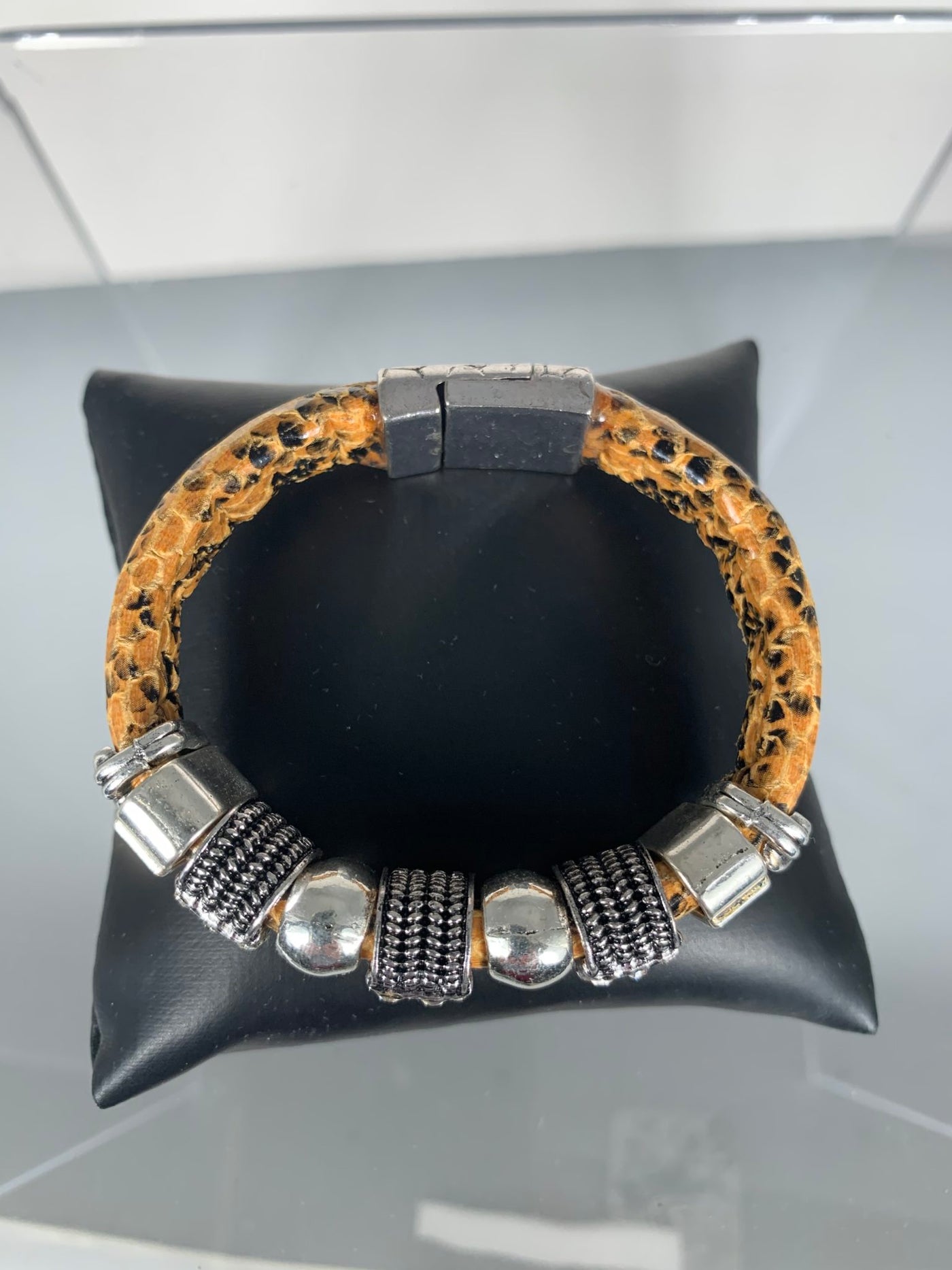 Yellow Faux Snake Skin Band Bracelet with SPARKS
