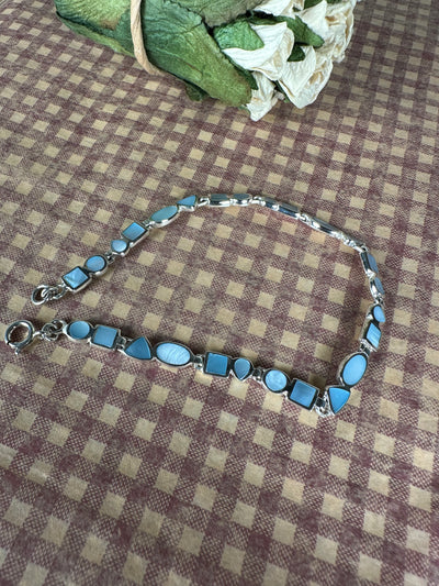 Sterling Silver & Blue Shell MOP Bracelet