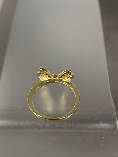 Pave Set Cubic Zirconia Bow Ring in Yellow Gold Tone with Sizes in Yellow Gold Tone - Size 5