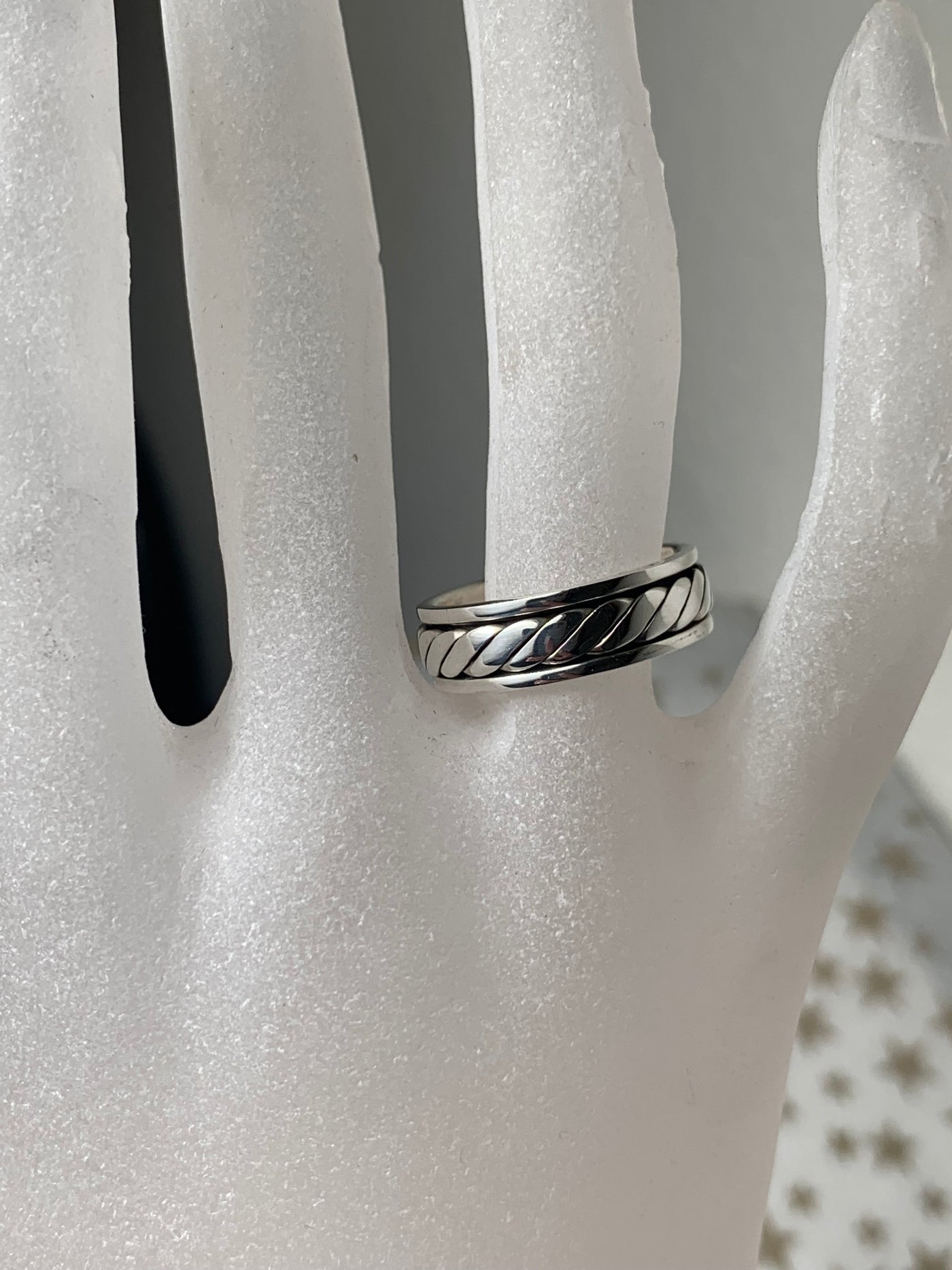 Solid Sterling Silver Rope Design Band Ring