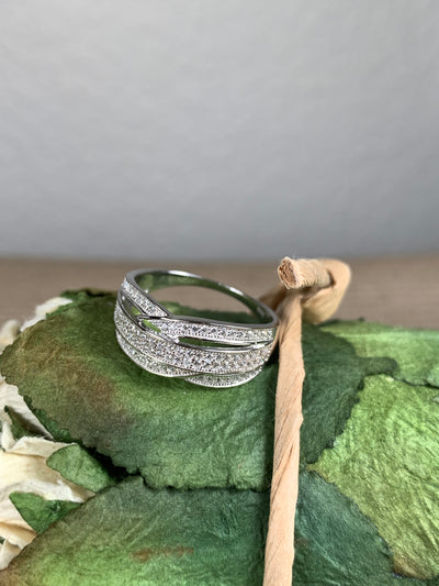 Sterling Silver Pave CZ Twist Ring