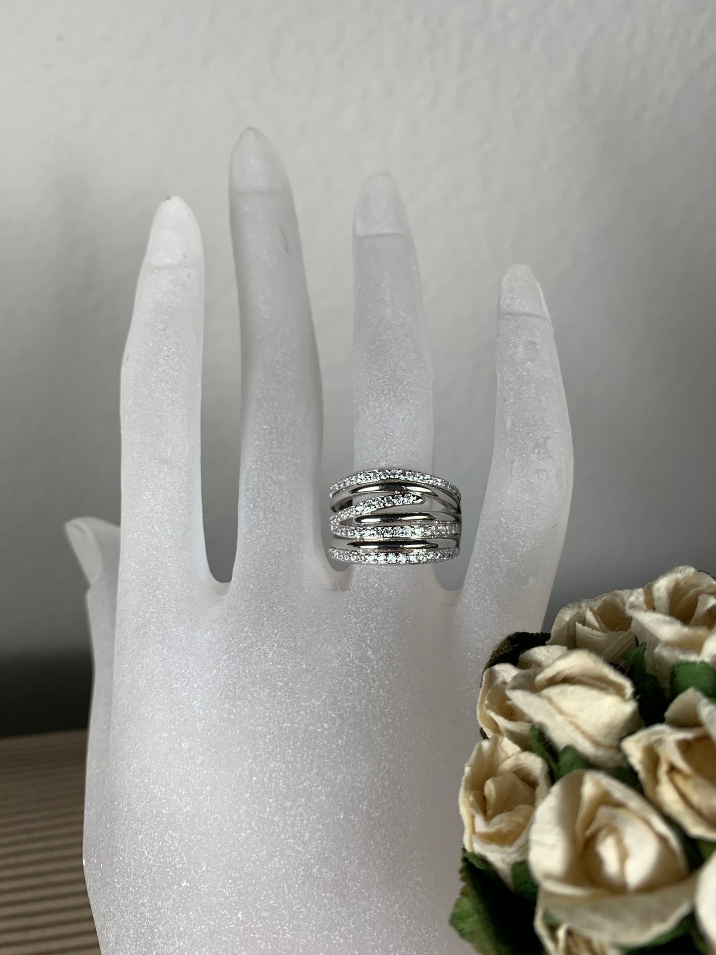 Pave Set CZ Cubic Zirconia Cocktail Ring in Sterling Silver
