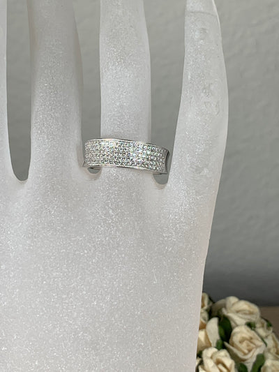 Pave CZ Cubic Zirconia Band Ring in Sterling Silver