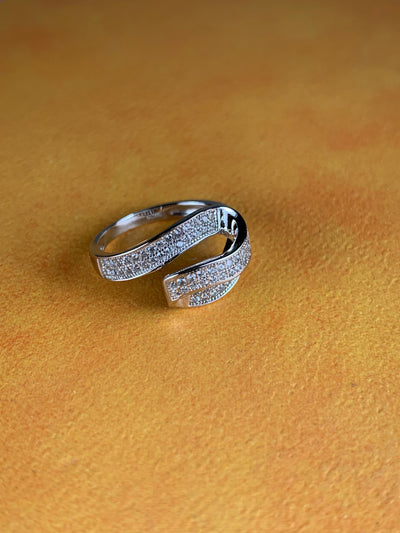 Sterling Silver & CZ Cubic Zirconia Ribbon Ring