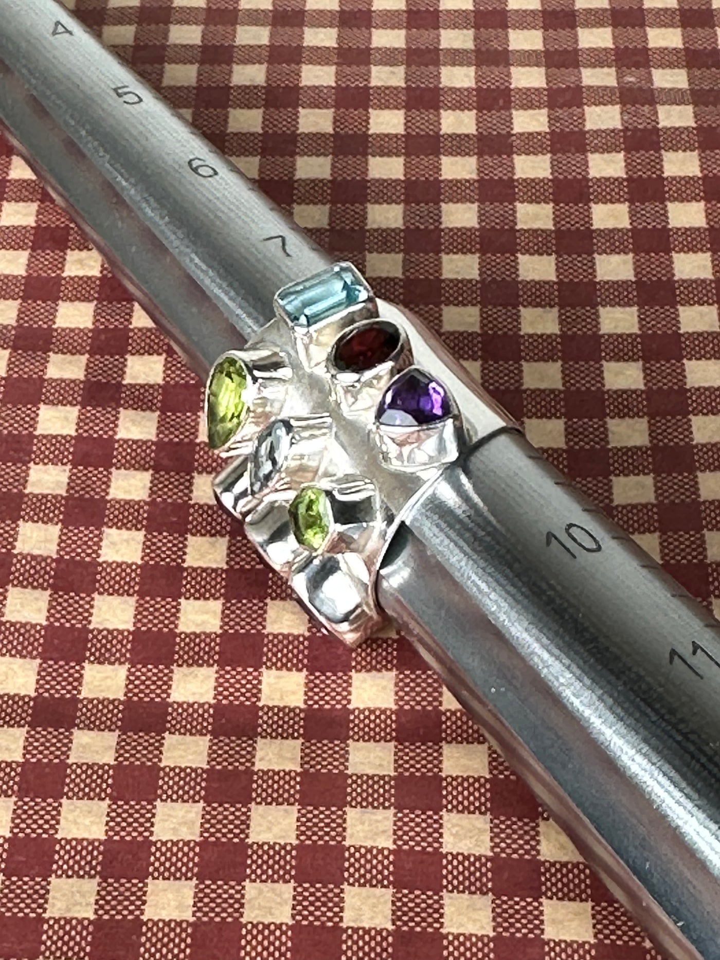 Sterling Silver & Multi Gems Statement Ring