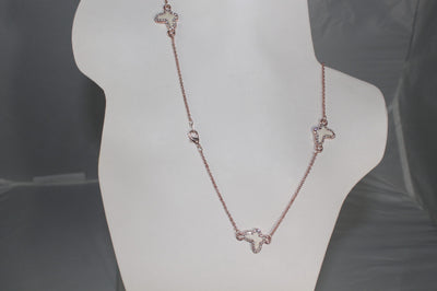 Fashion Sectional Chain Necklace with Enamel Butterfly Motifs