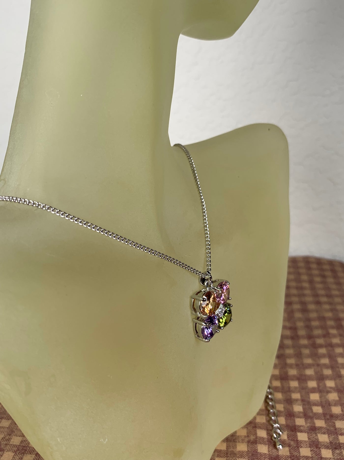 Colorful Cubic Zirconia Square Necklace